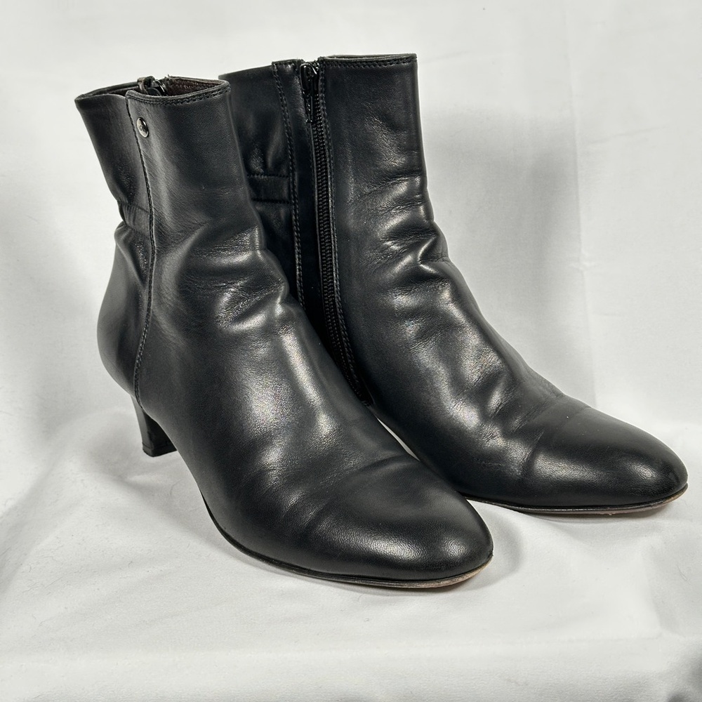 AGL leather ankle boots essential mid heel zip Italian design 38.5 black - Picture 2 of 11